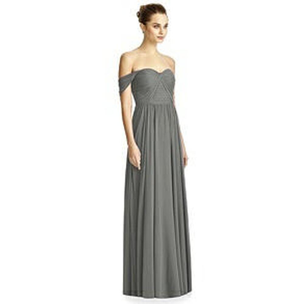 Jenny Yoo Bridesmaid Chiffon Dress Charcoal Gray 4L